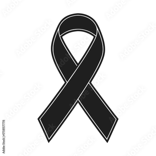 Ribbon of Remembrance: A simple yet powerful black ribbon, a symbol of mourning, support, and solidarity in the face of loss, offering a message of empathy and remembrance.