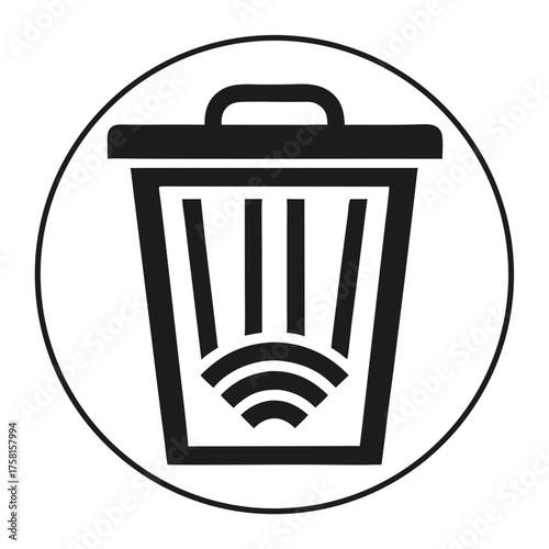 Digital Waste Icon: A sleek, minimalist icon symbolizing the disposal of digital data, presenting a modern approach to concepts like data management and discarding digital junk.