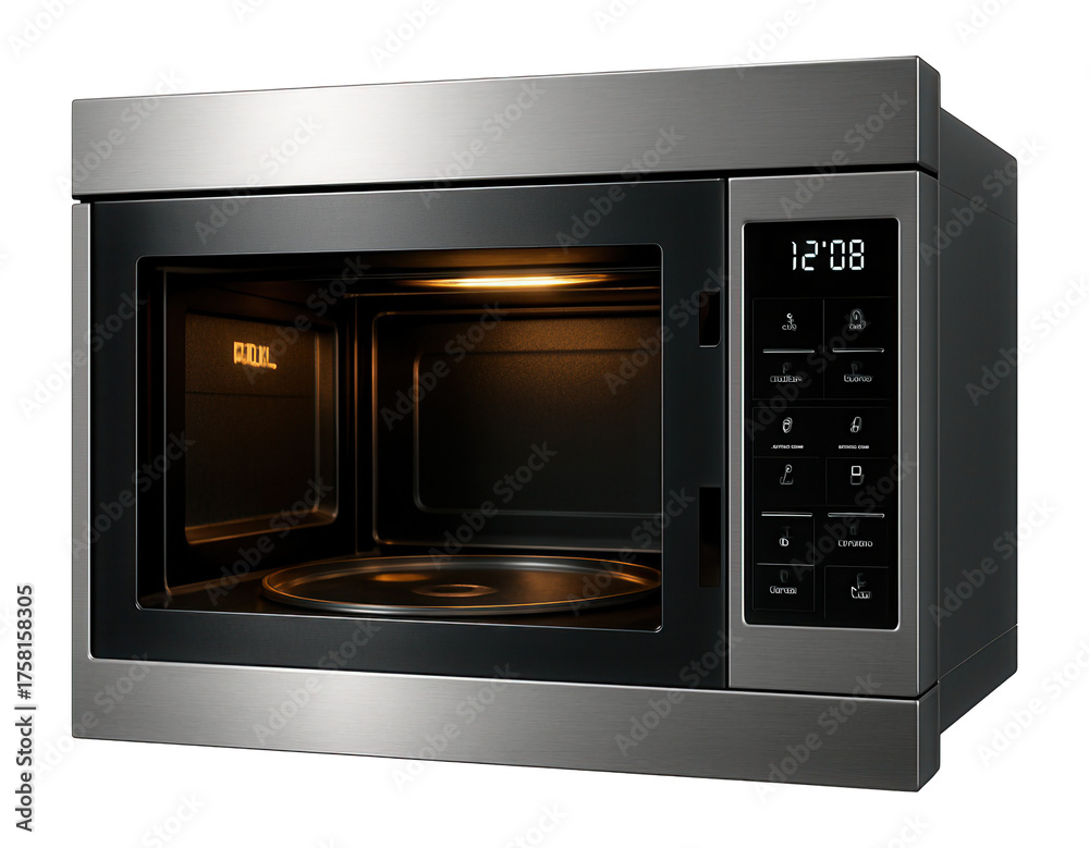 Obraz premium Powerful built-in microwave with grill feature, perfect for a gourmet kitchen.