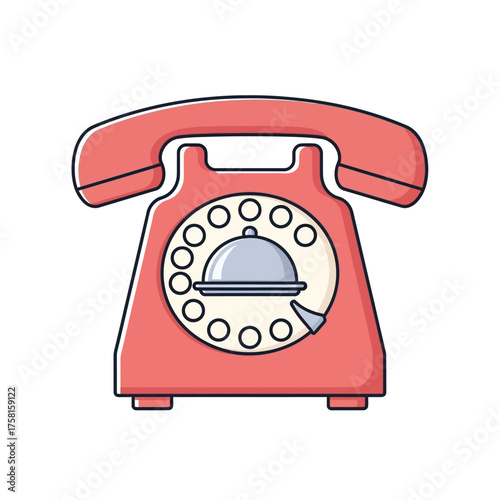 Retro rotary phone with dish cover symbol vector