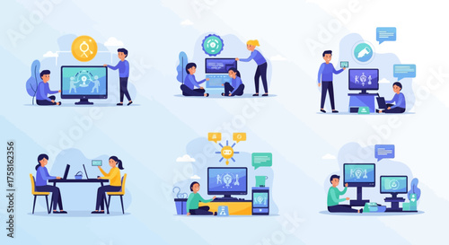 Artificial Intelligence in Daily Life Vector Set