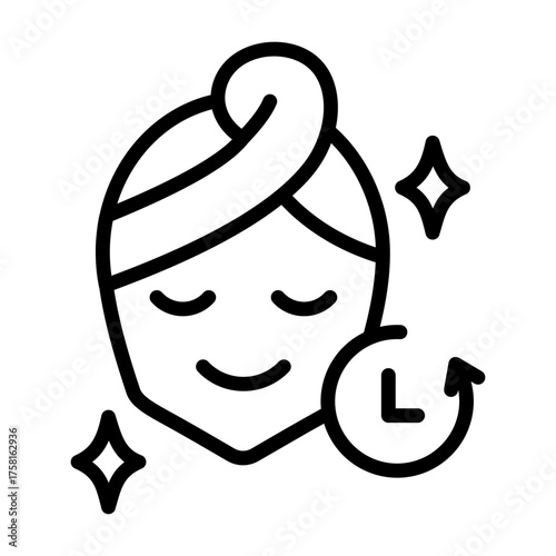 Skin Rejuvenation Icon - Black Outline