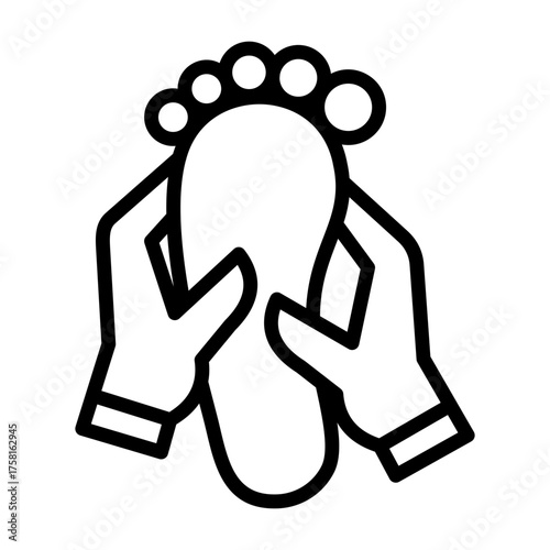 Foot Massage Icon - Black Outline