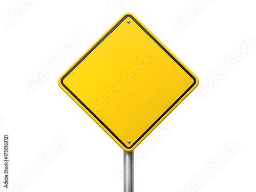  blank yellow road sign isolated on white background ,PNG. AI Generated