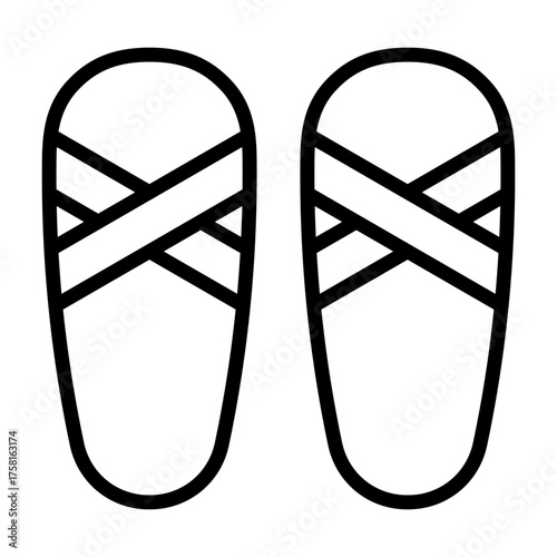 Spa Slippers Icon - Black Outline