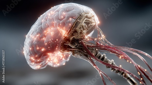 A Futuristic Representation of the Human Brain Connected to a Complex Network