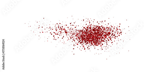 Red pepper powder scatter. Hot spice, paprika, chili. Realistic vector illustration isolated on white background.