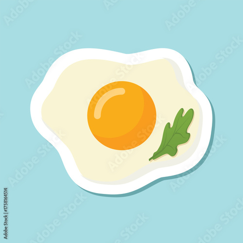 Fried egg sticker icon in flat style. Omelet vector illustration on isolated background. Healthy food sign business concept.