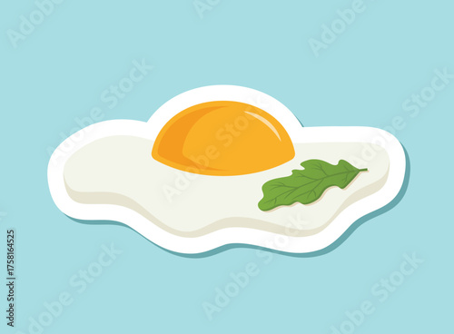 Fried egg sticker icon in flat style. Omelet vector illustration on isolated background. Healthy food sign business concept.