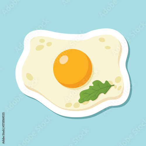 Fried egg sticker icon in flat style. Omelet vector illustration on isolated background. Healthy food sign business concept.