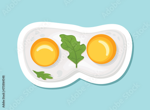 Fried egg sticker icon in flat style. Omelet vector illustration on isolated background. Healthy food sign business concept.