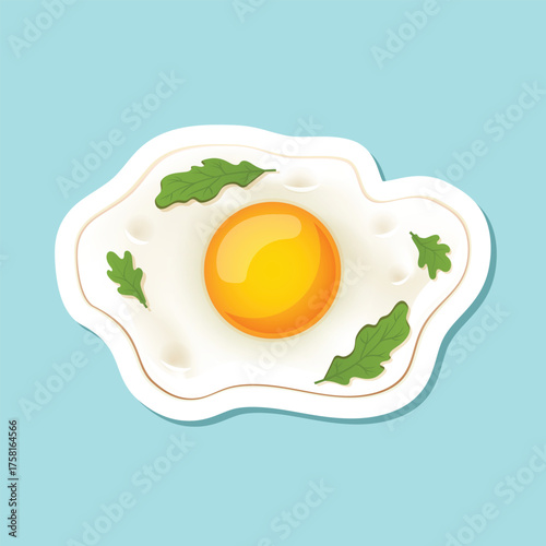Fried egg sticker icon in flat style. Omelet vector illustration on isolated background. Healthy food sign business concept.