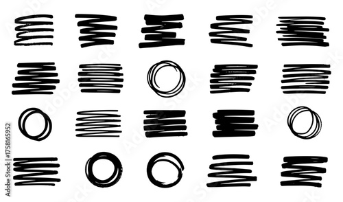 set of black and white vector lines