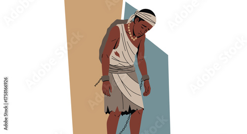 Conceptual illustration depicting the hardships of slavery and dehumanization