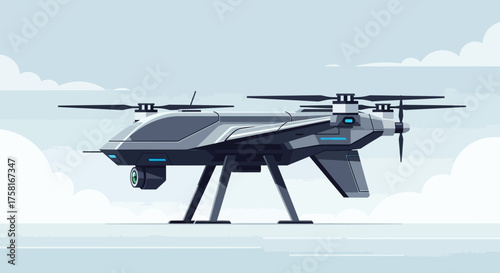 Advanced Unmanned Aerial Vehicle Illustration in Low-Poly Design Style