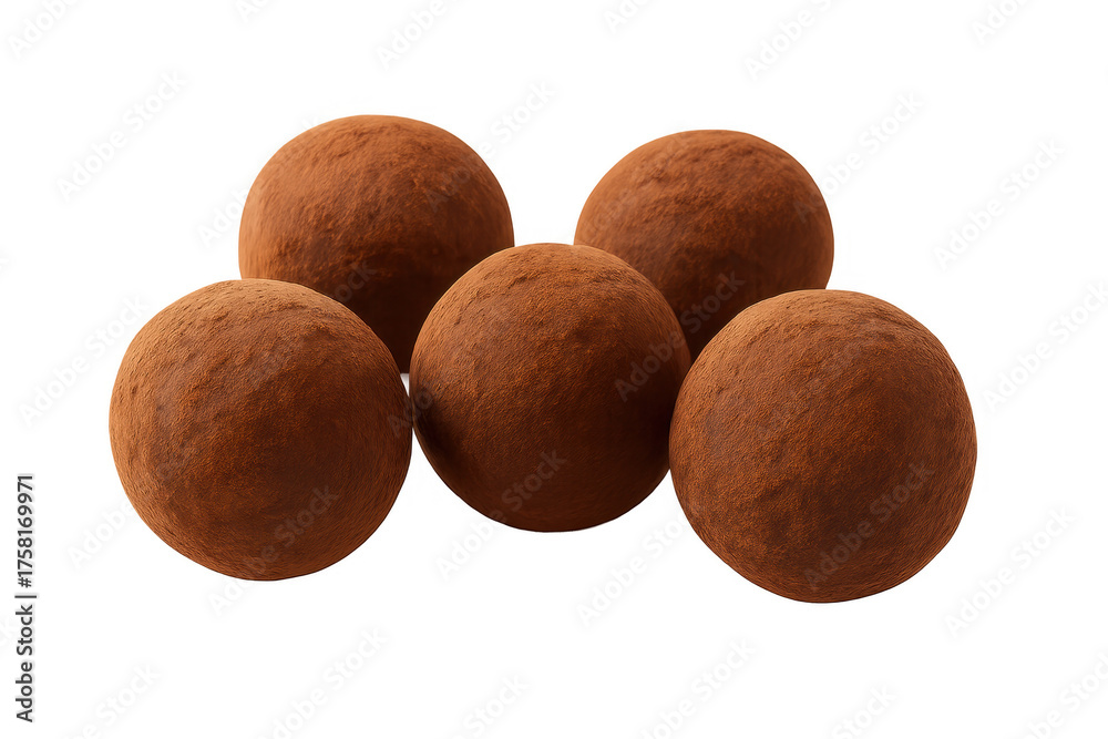 Fototapeta premium Chocolate truffles covered in cocoa powder isolated