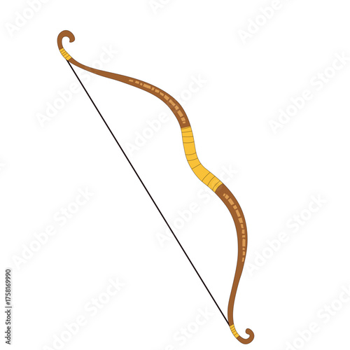 Classic Wooden Archery Bow Illustration