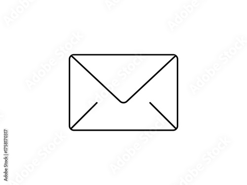 線画メールアイコン / Mail Icon – メッセージ・通信・連絡のシンボル・黒・線