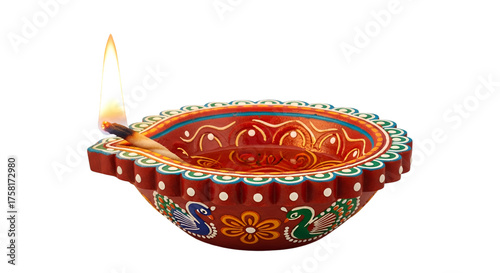 Intricate Decorative Oil Lamp for Diwali - Beautiful Oil Lamp with Festival Design