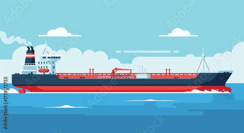 Vessel vector illustration for shipping and transport concept design