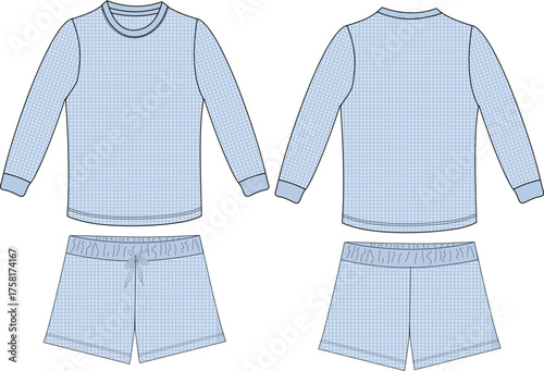 ladies long t shirt & shorts outline artwork Vector art