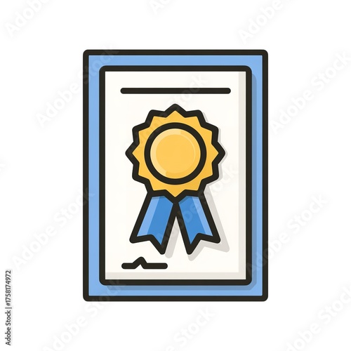 certificate with blue frame and gold seal clip art preview