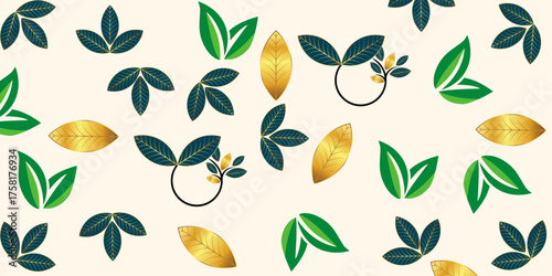 Autumn forest leaves seamless pattern.