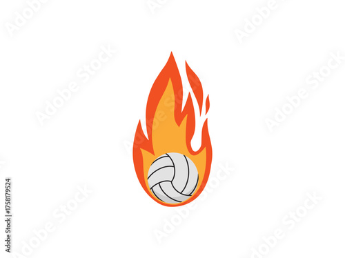 Volleyball Flames Clip Art Illustration