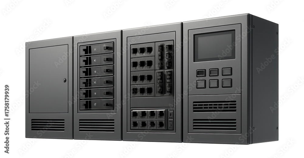 Fototapeta premium Modular electrical panel system for data centers, providing flexible configurations for
