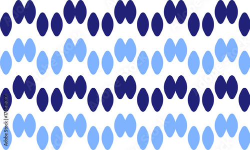 Two tone blue wave double round ovaldot on white background. Wave line dot horizontal strip pattern for backdrop and wallpaper, polka dot seamless repeat design