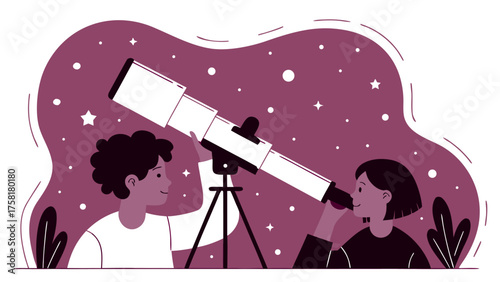 Discovering cosmic wonders together two friends explore the universe with a telescope, igniting curiosity and fostering a love for astronomy and science