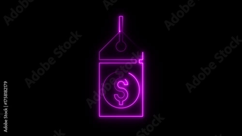 dollar sign symbol design background animation Glowing dollar icon animation Glowing Neon Dollar Sign Icon - Financial Focus and Wealth Concept on Black Background neon dollar icon. financial