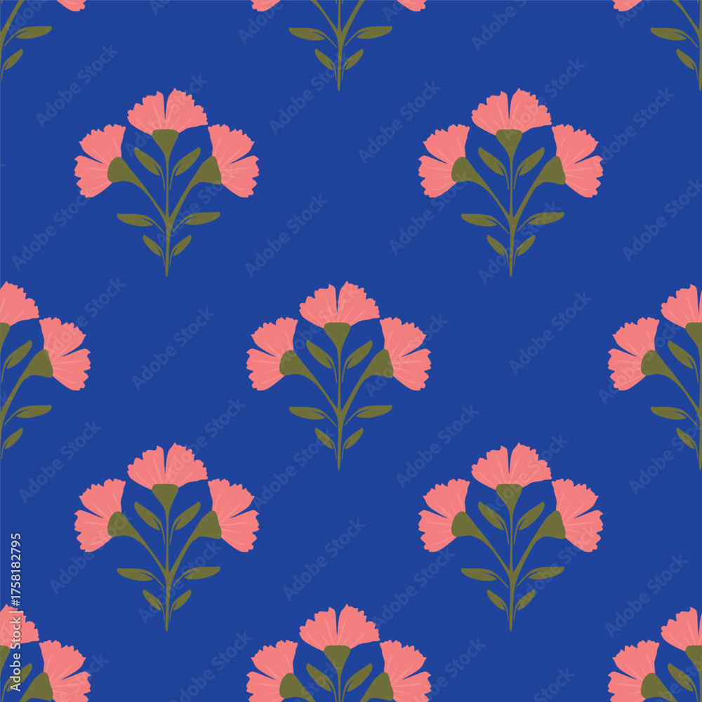 Fototapeta premium Seamless pattern with floral motifs. Vector illustration.