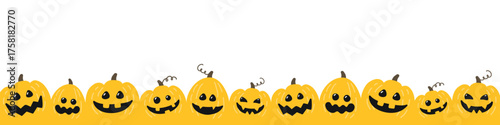 Banner with cute pumpkin lanterns. Halloween design. Vector illustration