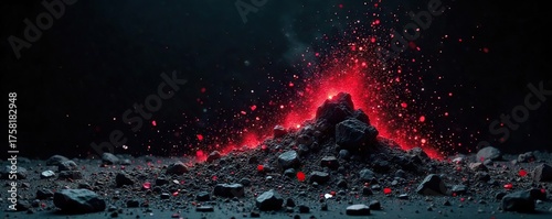 Wallpaper Mural Chaotic Destruction Crumbling Textures and Shattered Elements on Black Background Torontodigital.ca