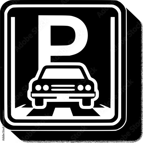 Parking Zone Symbol: A stylized parking zone sign with a clear graphic of a car, indicates designated parking area. The strong design provides intuitive guidance.