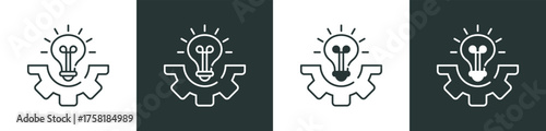 Implementation Icon Collection in Outline and Mixed Black and White Style