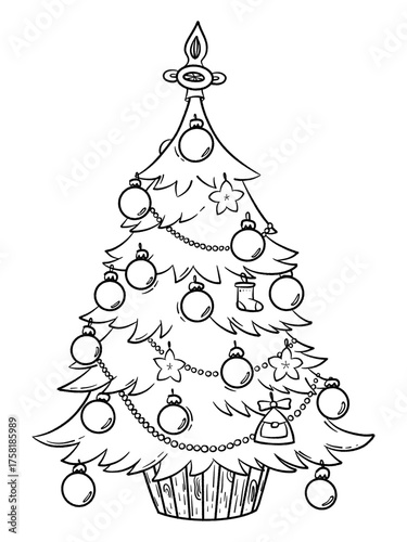 Christmas Tree LineArt 