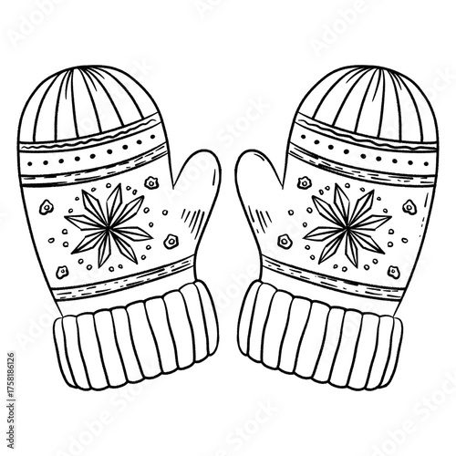 Christmas LineArt Mittens