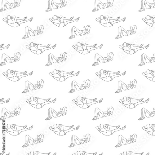 Exercises for health man or woman pumping abs and doing physical exercises for legs and torso