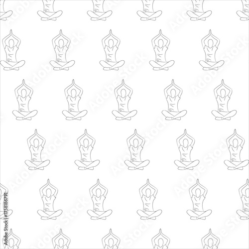 Exercises for health, a woman doing athletics or yoga sits in the lotus position, an image on an isolated background for application to fabric or paper in advertising quality