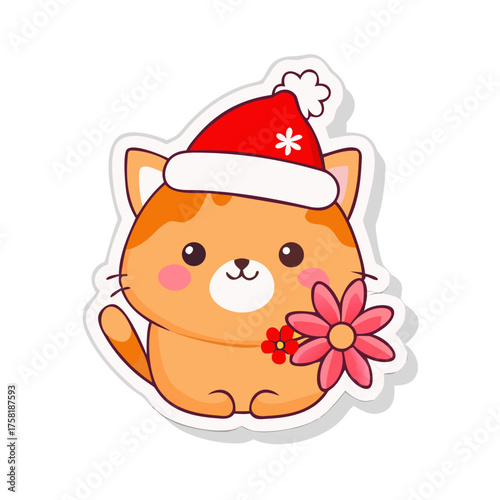 christmas cat with santa hat
