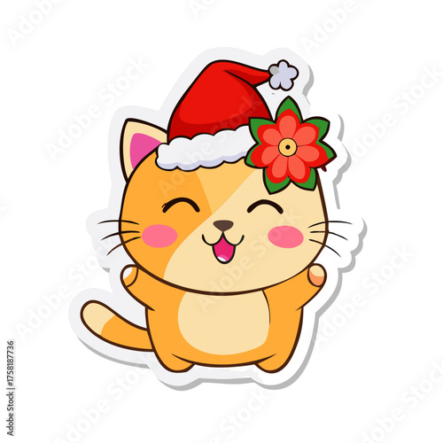 cat with christmas ball
