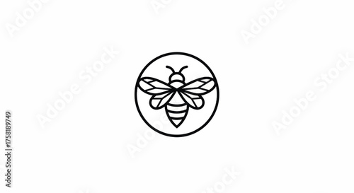 Minimalist line art bee logo icon in a circle.