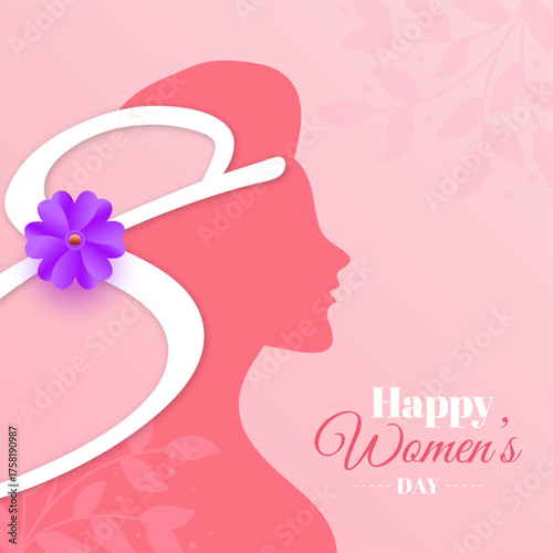8 march international women's day vector illustration concept, woman head illustration from side view happy women's day, can use for, landing page, template, ui, web, mobile app, poster, banner, flyer