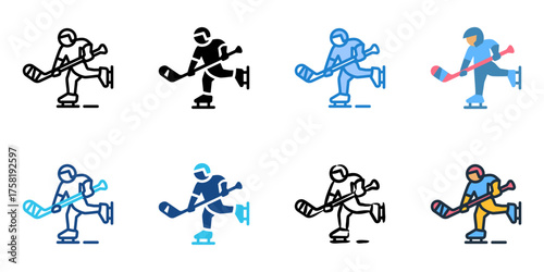 Peewee hockey icon set multiple style collection 

