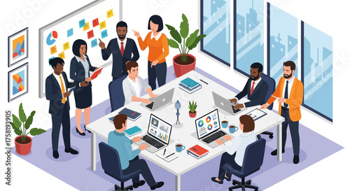 Diverse Business Team Meeting Around a Conference Table.