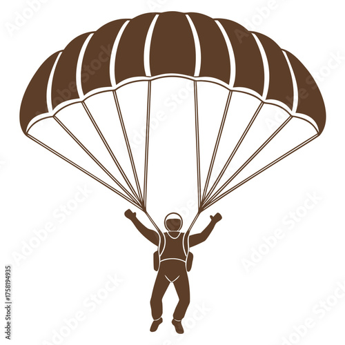 Vector art of parachutist with open parachute