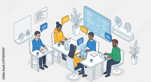 Team of Developers Working on Software Project.