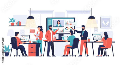 Team Collaboration in Modern Office Environment Working Together.